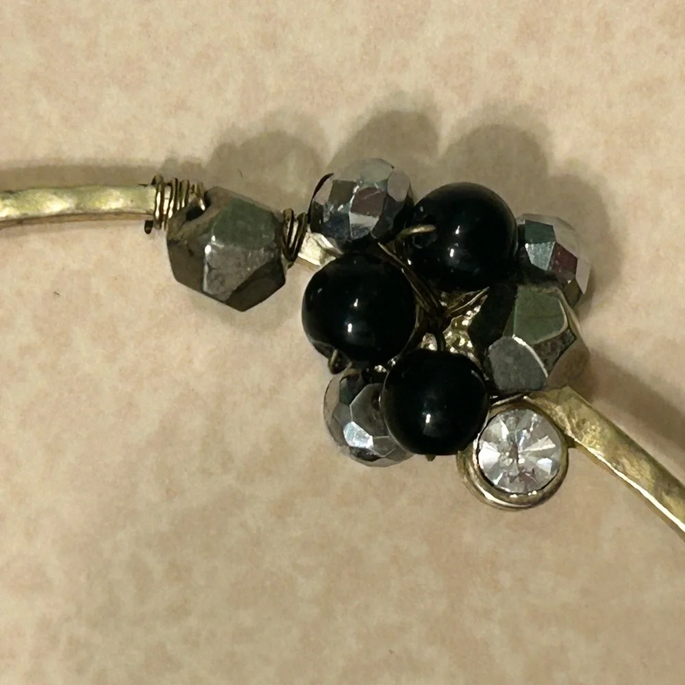 Dangle Gold Silver Black Beaded Boho‎ Glam Earrings